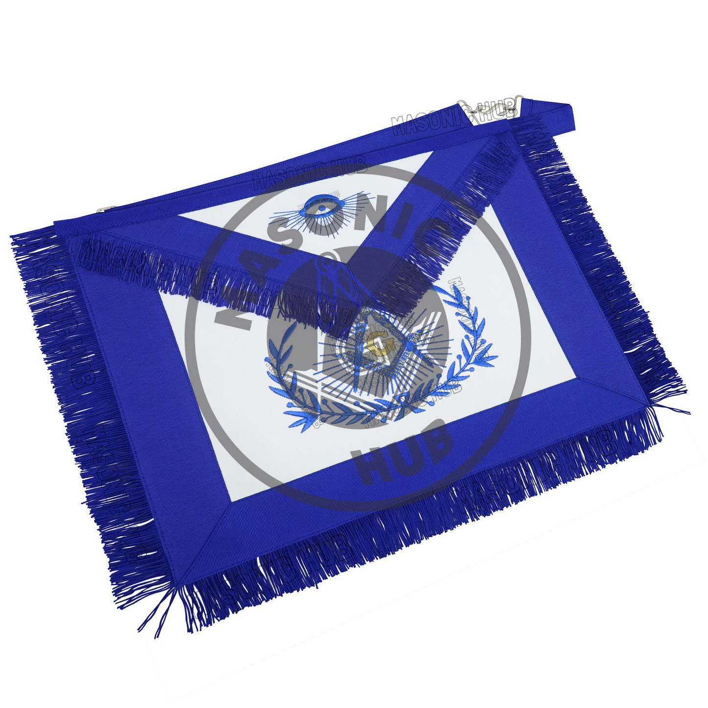 Master Mason Masonic Regalia Apron with Wreath Faux Leather, Machine Embroidered