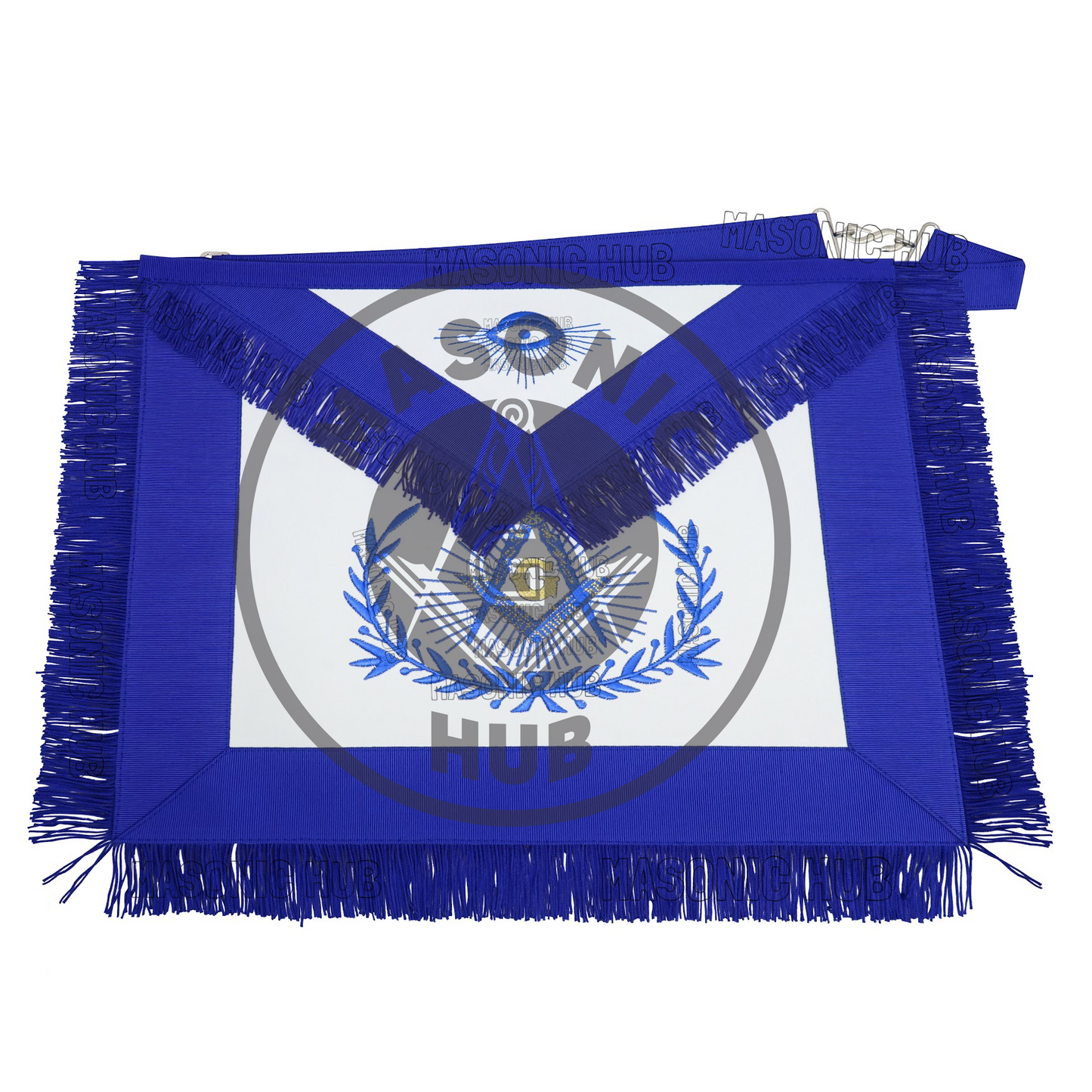 Master Mason Masonic Regalia Apron with Wreath Faux Leather, Machine Embroidered