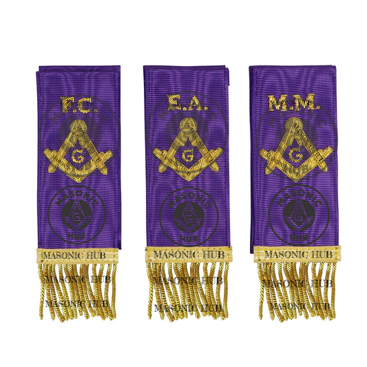Masonic Bible Markers Hand Embroidered Purple Ribbon & Gold Bullion Threads