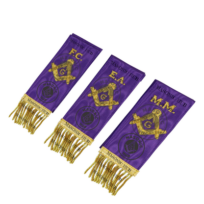 Masonic Bible Markers Hand Embroidered Purple Ribbon & Gold Bullion Threads