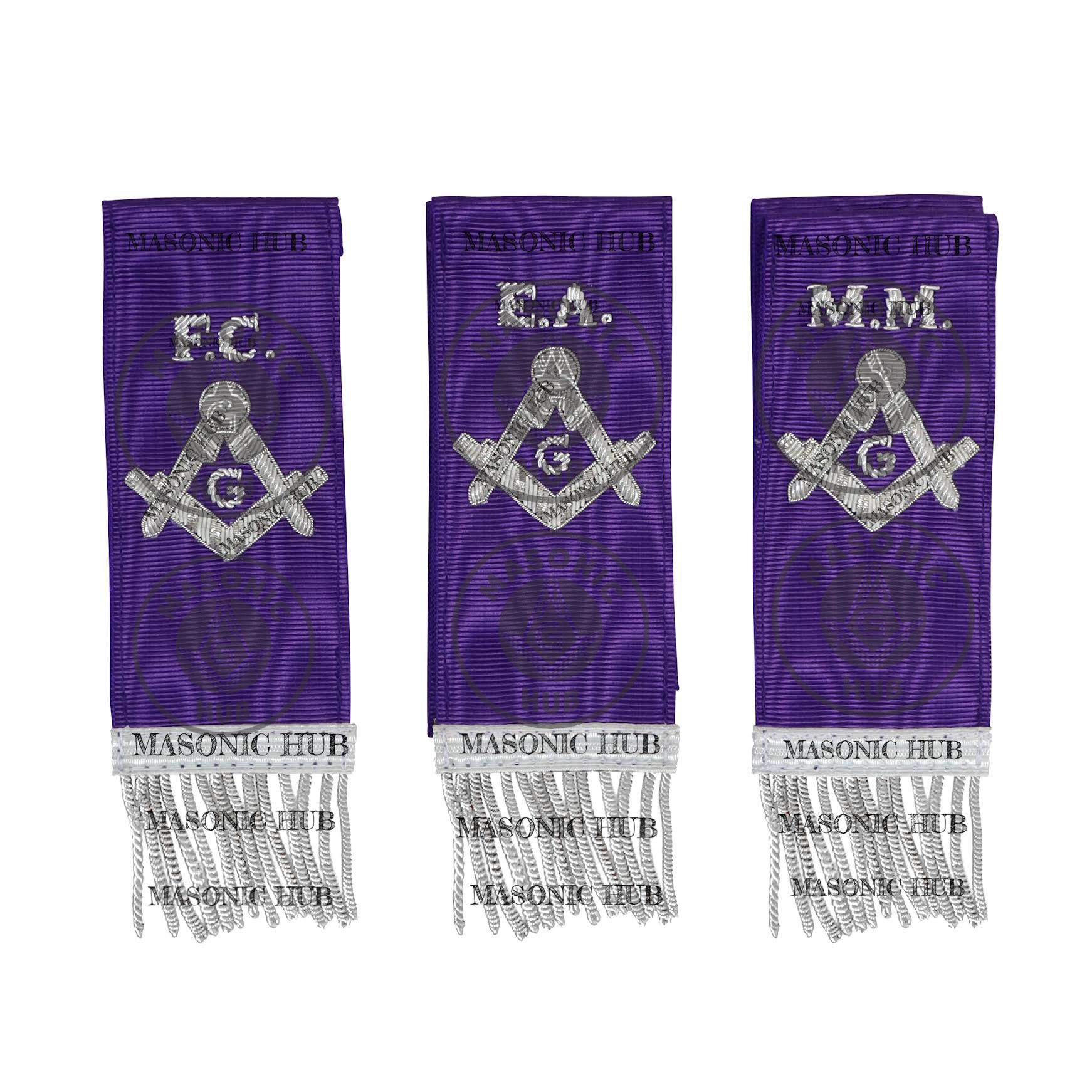Masonic Bible Markers Hand Embroidered Purple Ribbon & Silver Bullion Threads Masonic Hub