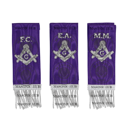 Masonic Bible Markers Hand Embroidered Purple Ribbon & Silver Bullion Threads