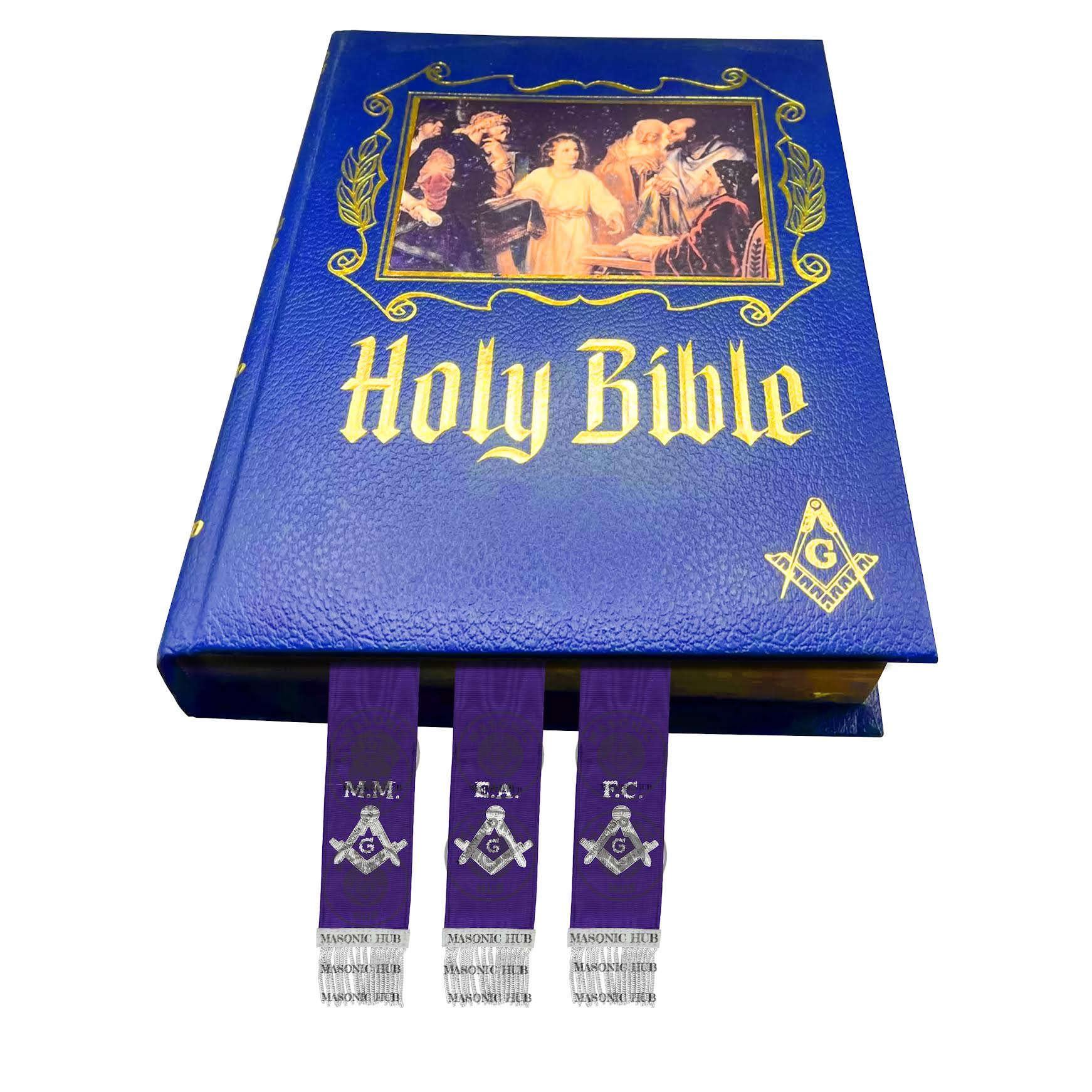 Masonic Bible Markers Hand Embroidered Purple Ribbon & Silver Bullion Threads Masonic Hub