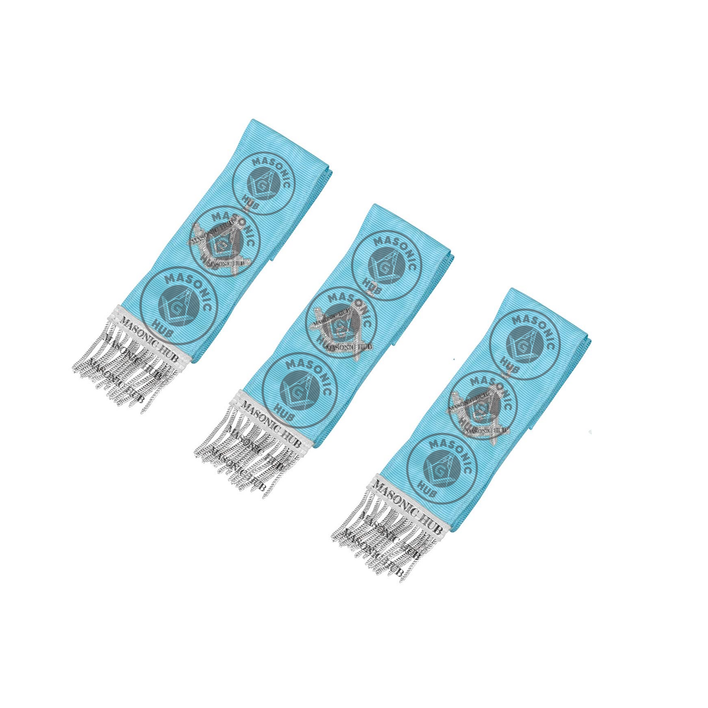 Freemason Light Blue Bible Marker Ribbons with Embroidered Square & Compass