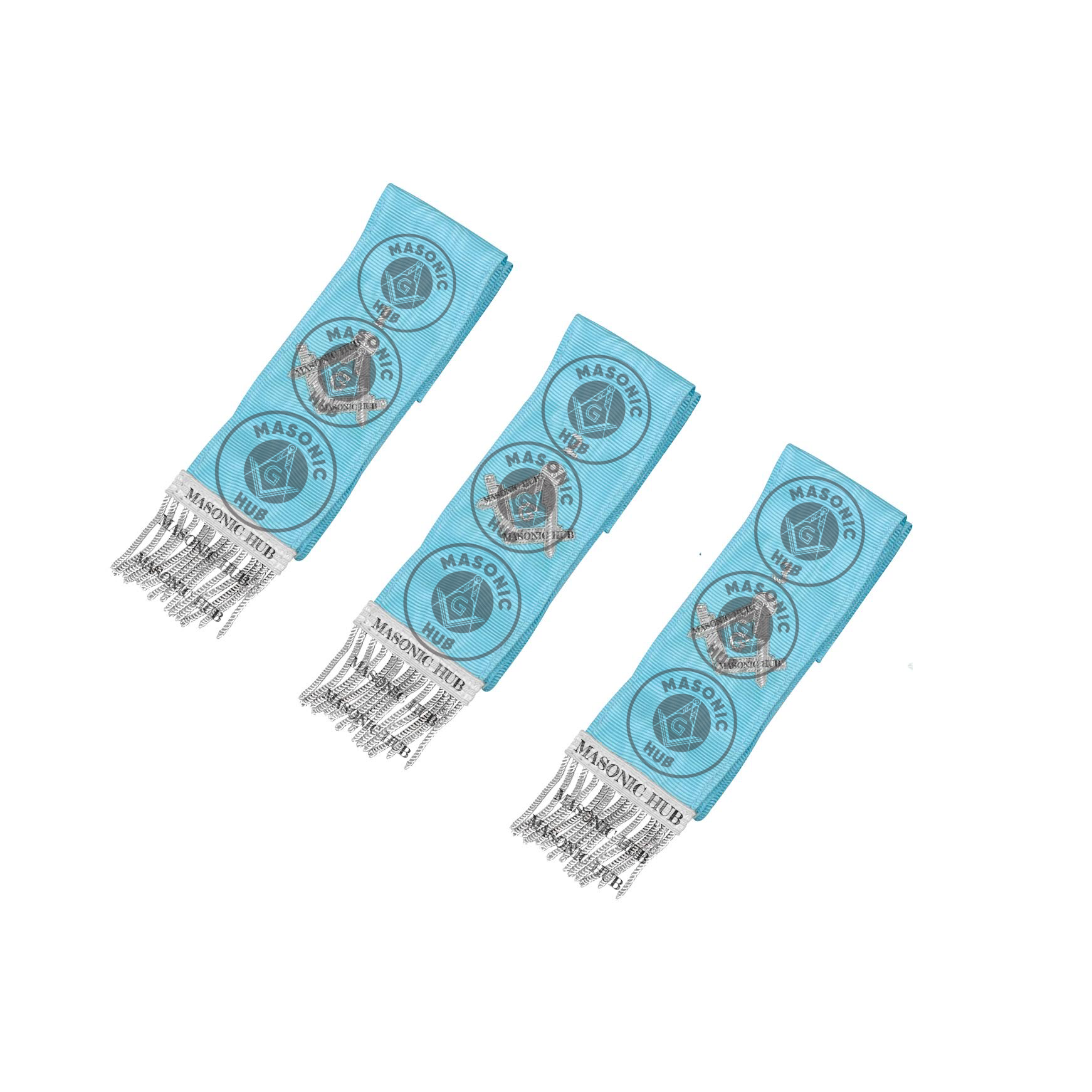 Freemason Light Blue Bible Marker Ribbons with Embroidered Square & Compass Masonic Hub