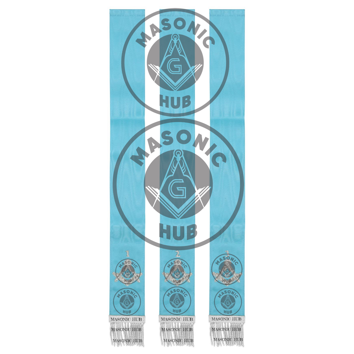Freemason Light Blue Bible Marker Ribbons with Embroidered Square & Compass