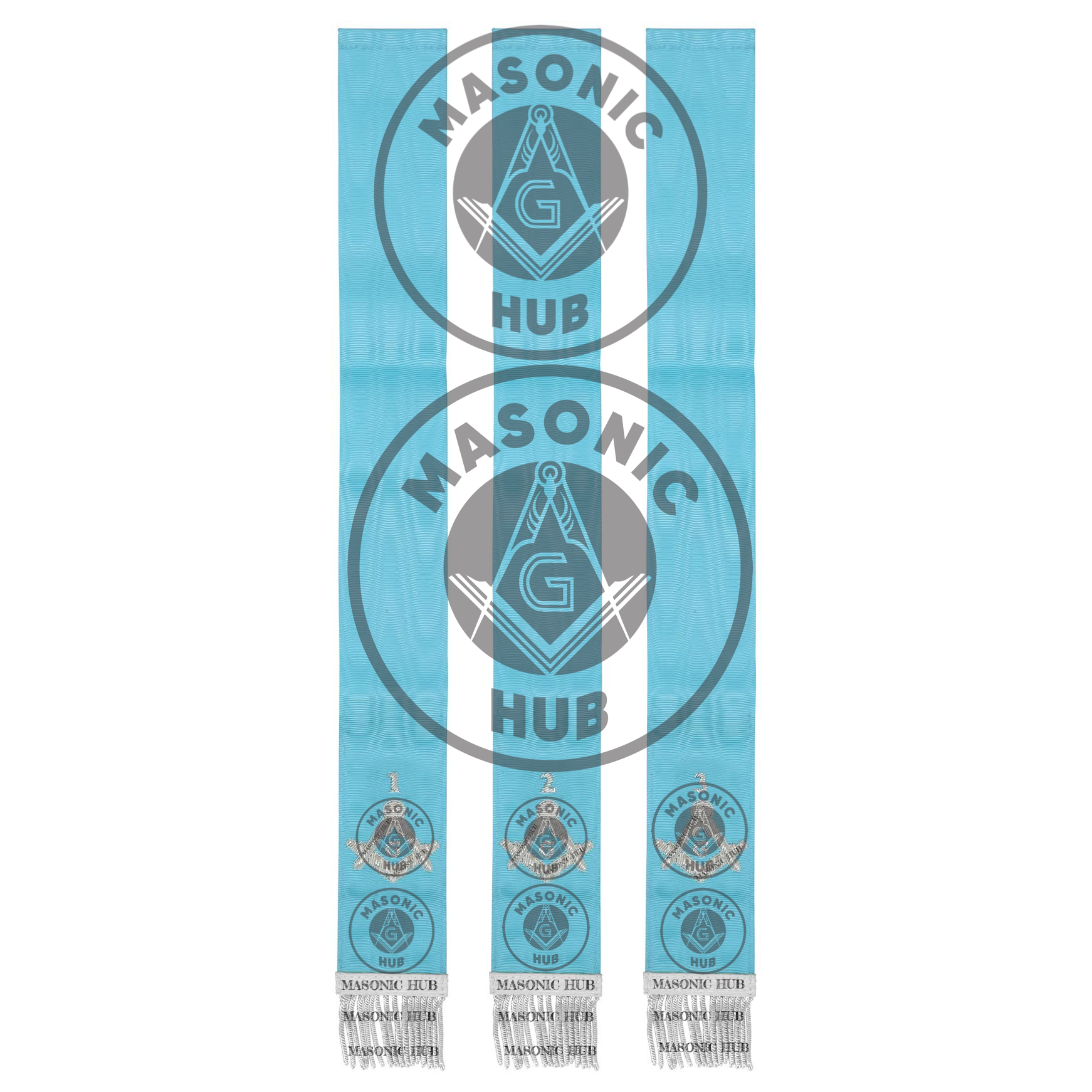 Freemason Light Blue Bible Marker Ribbons with Embroidered Square & Compass Masonic Hub