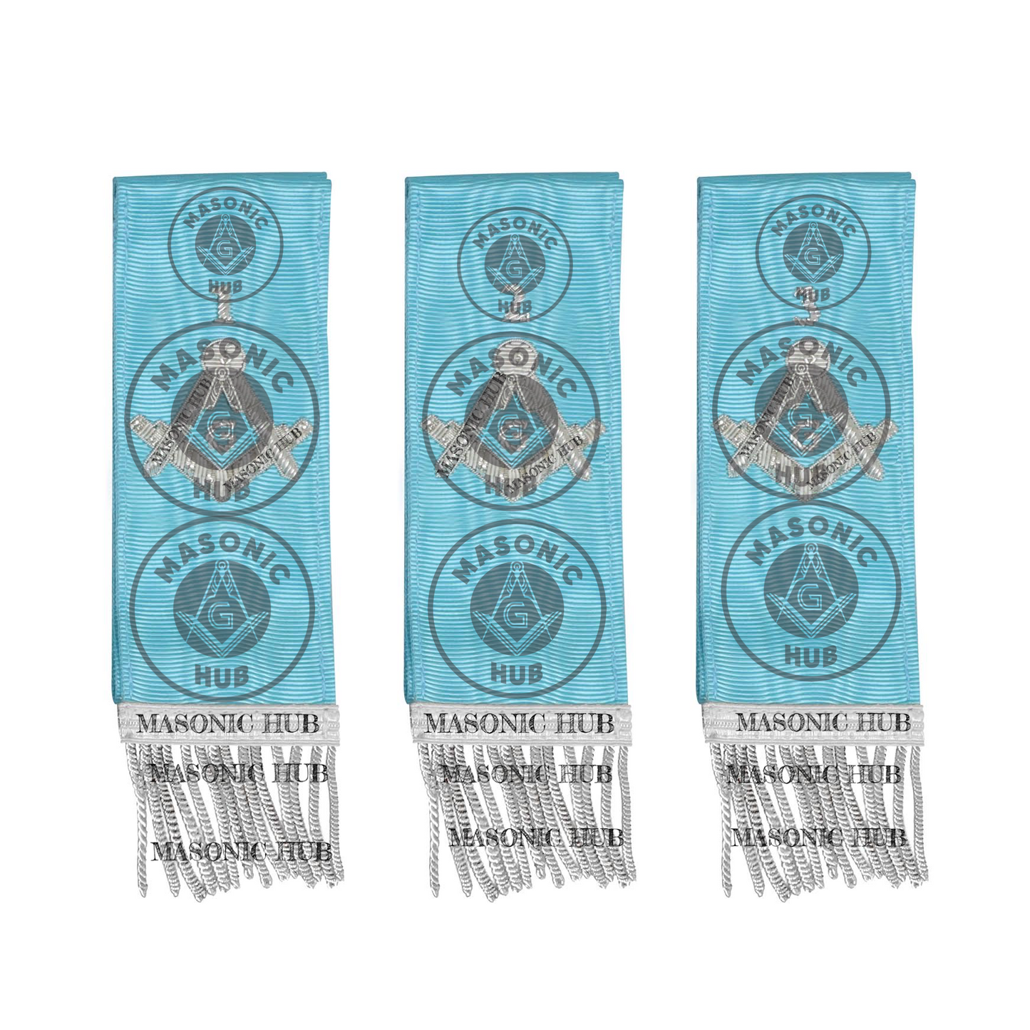 Freemason Light Blue Bible Marker Ribbons with Embroidered Square & Compass