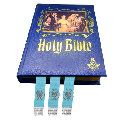 Freemason Light Blue Bible Marker Ribbons with Embroidered Square & Compass