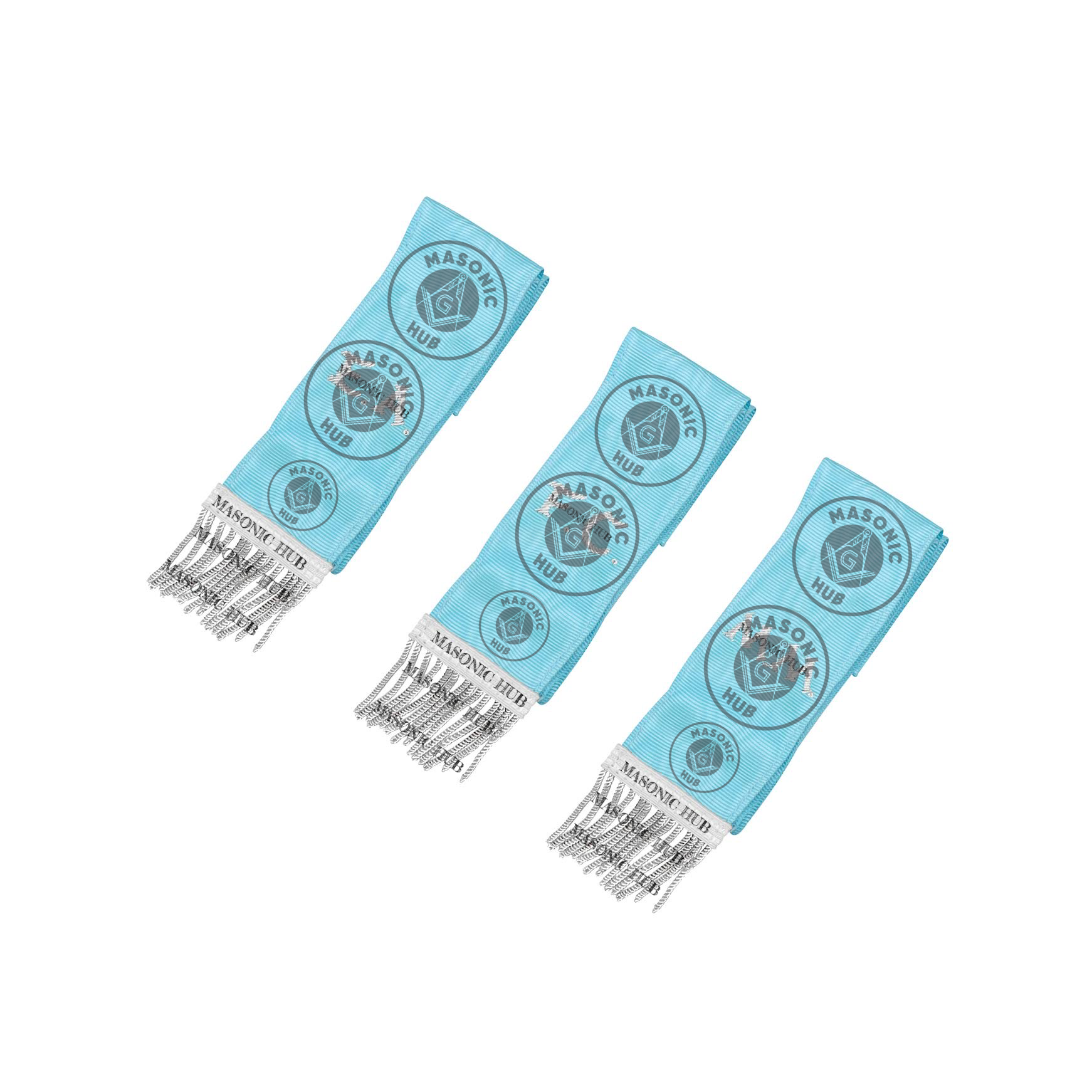 Freemason Light Blue Bible Marker Ribbons with Embroidered Square & Compass Masonic Hub