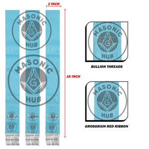 Freemason Light Blue Bible Marker Ribbons with Embroidered Square & Compass Masonic Hub
