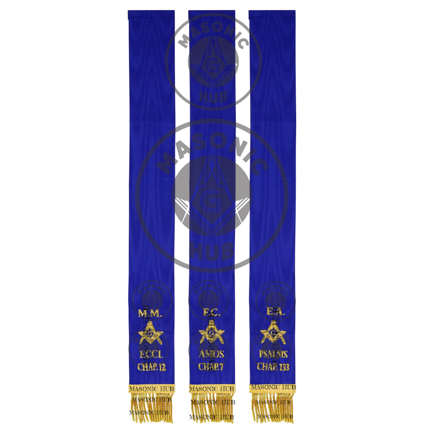 Masonic Blue Lodge Bible Markers Set of 3 – Hand Embroidered EA, FC & MM