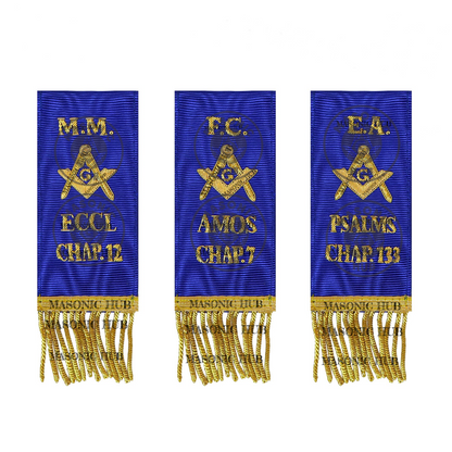 Masonic Blue Lodge Bible Markers Set of 3 – Hand Embroidered EA, FC & MM