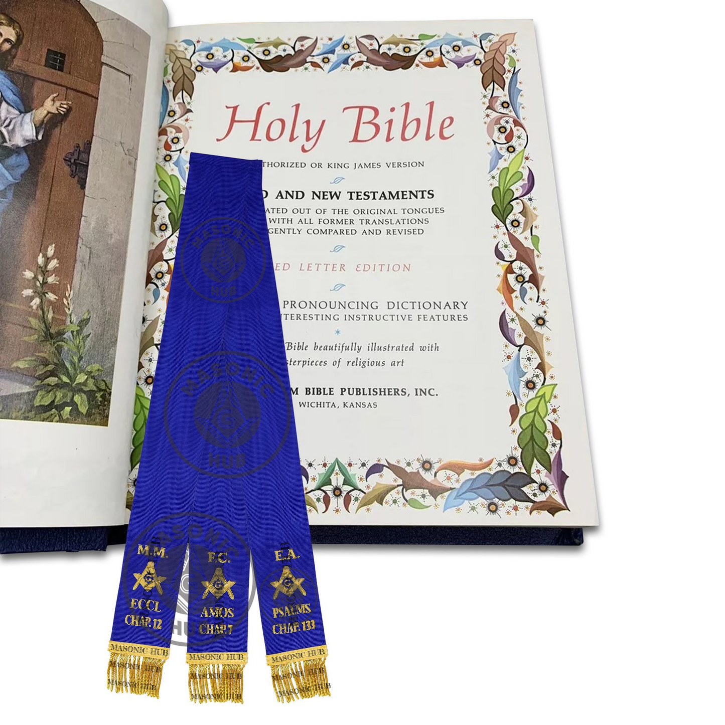 Masonic Blue Lodge Bible Markers Set of 3 – Hand Embroidered EA, FC & MM