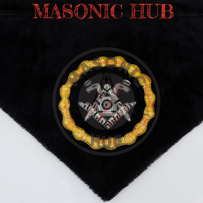 Widows Sons Masonic Regalia Lambskin Apron – Black Velvet with Gold Embroidery