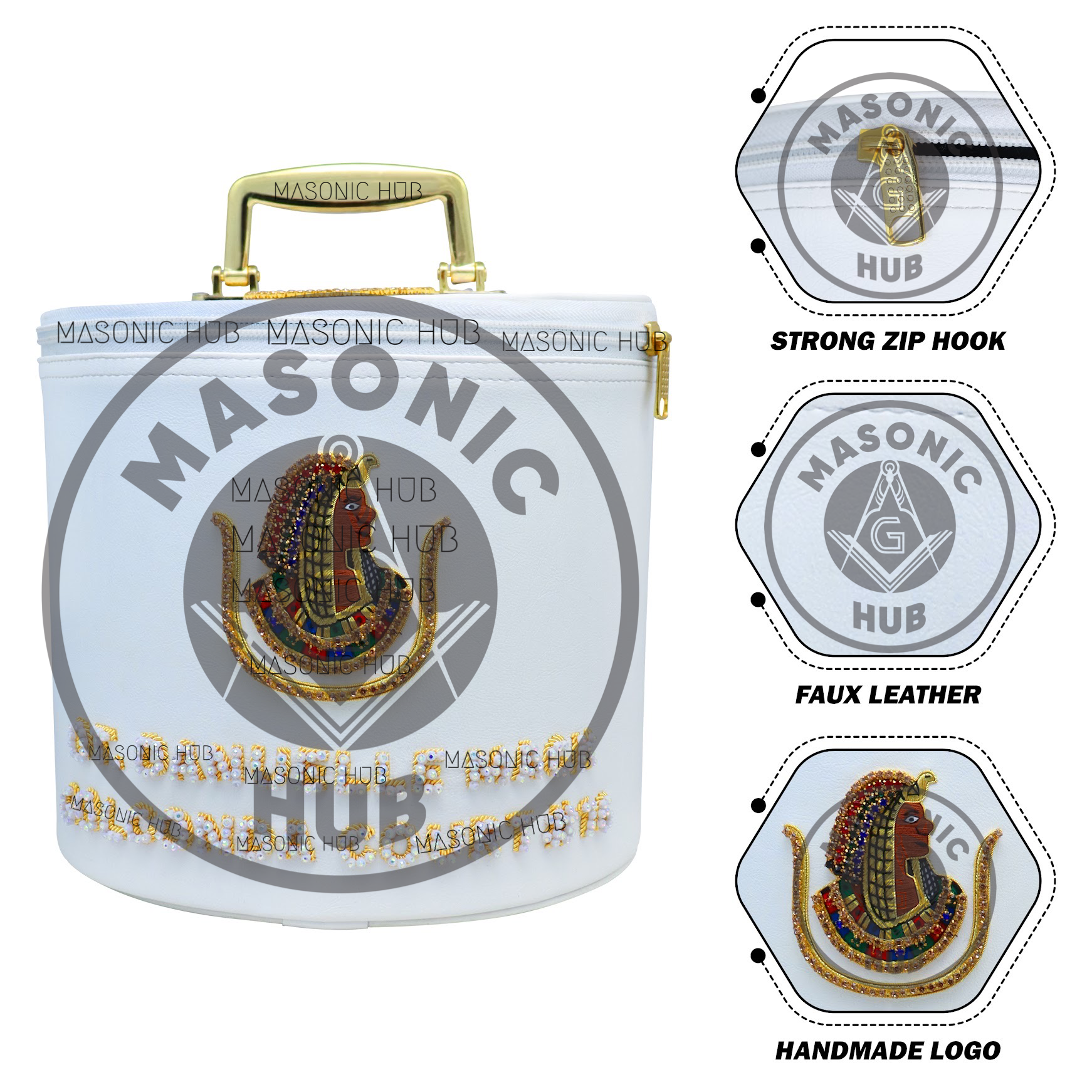 Custom Deluxe Daughters of Isis Fez Case – Personalized Name & Court Embroidery Masonic Hub