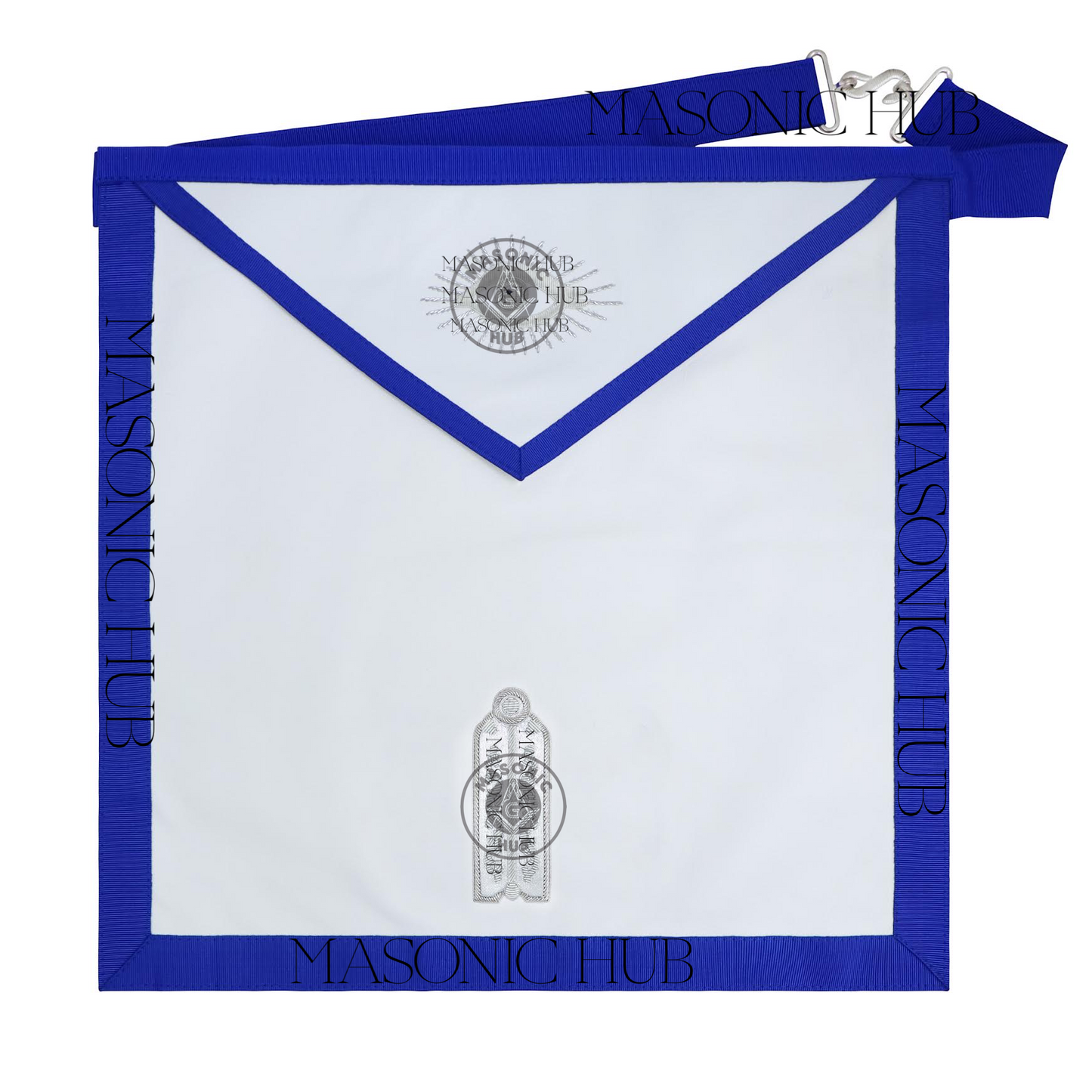 Texas Regulation Masonic Blue Lodge Officer Apron Set – 11-Piece Silver Embroidered Regalia with All-Seeing Eye