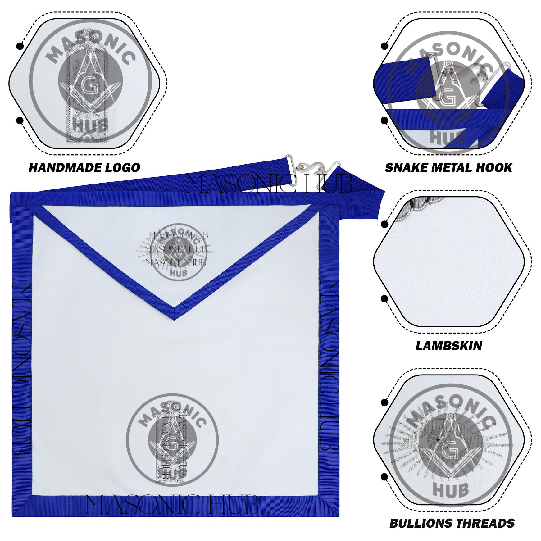Masonic Texas Regulation Marshal Officer Apron with Eye - Handcrafted My Store