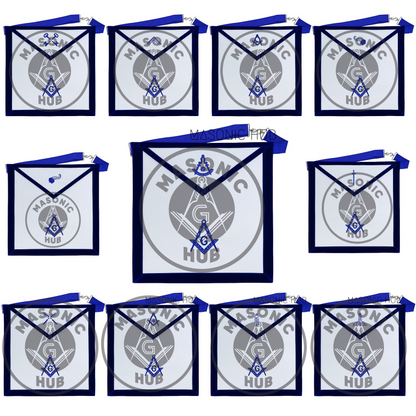Texas Regulation Masonic Officer Apron Set – Blue Lodge Regalia (11 Pieces)