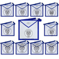 Texas Regulation Masonic Blue Lodge Officer Apron Set – 11-Piece Silver Embroidered Regalia with All-Seeing Eye Masonic Hub