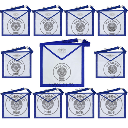 Texas Regulation Masonic Blue Lodge Officer Apron Set – 11-Piece Silver Embroidered Regalia with All-Seeing Eye