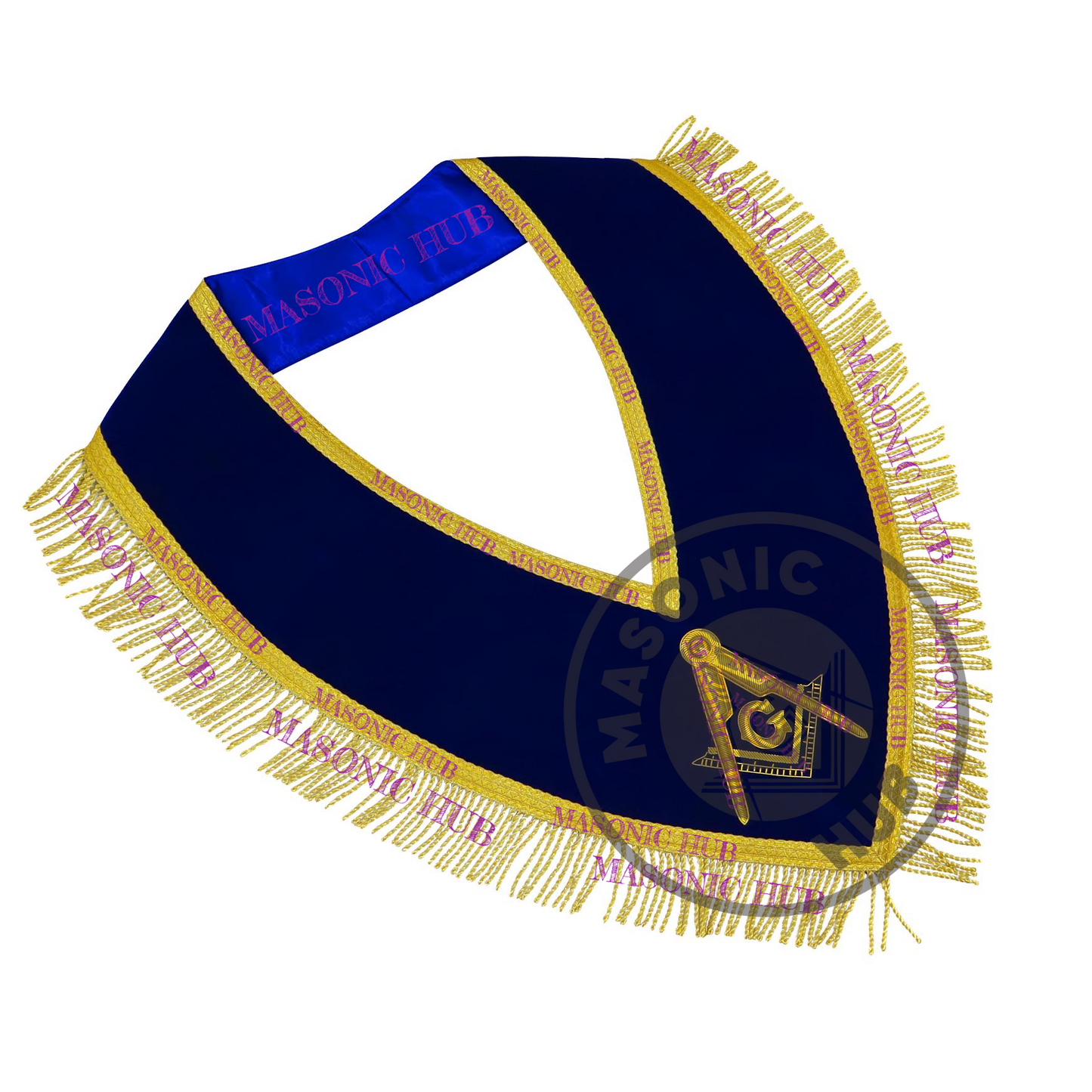 Masonic Master Mason Collar – Blue Velvet Blue Lodge Officer Freemason Regalia