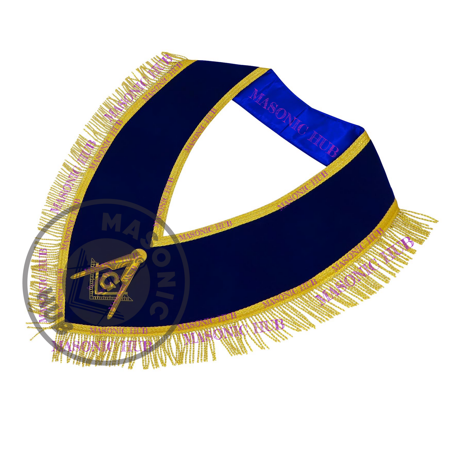 Masonic Master Mason Collar – Blue Velvet Blue Lodge Officer Freemason Regalia