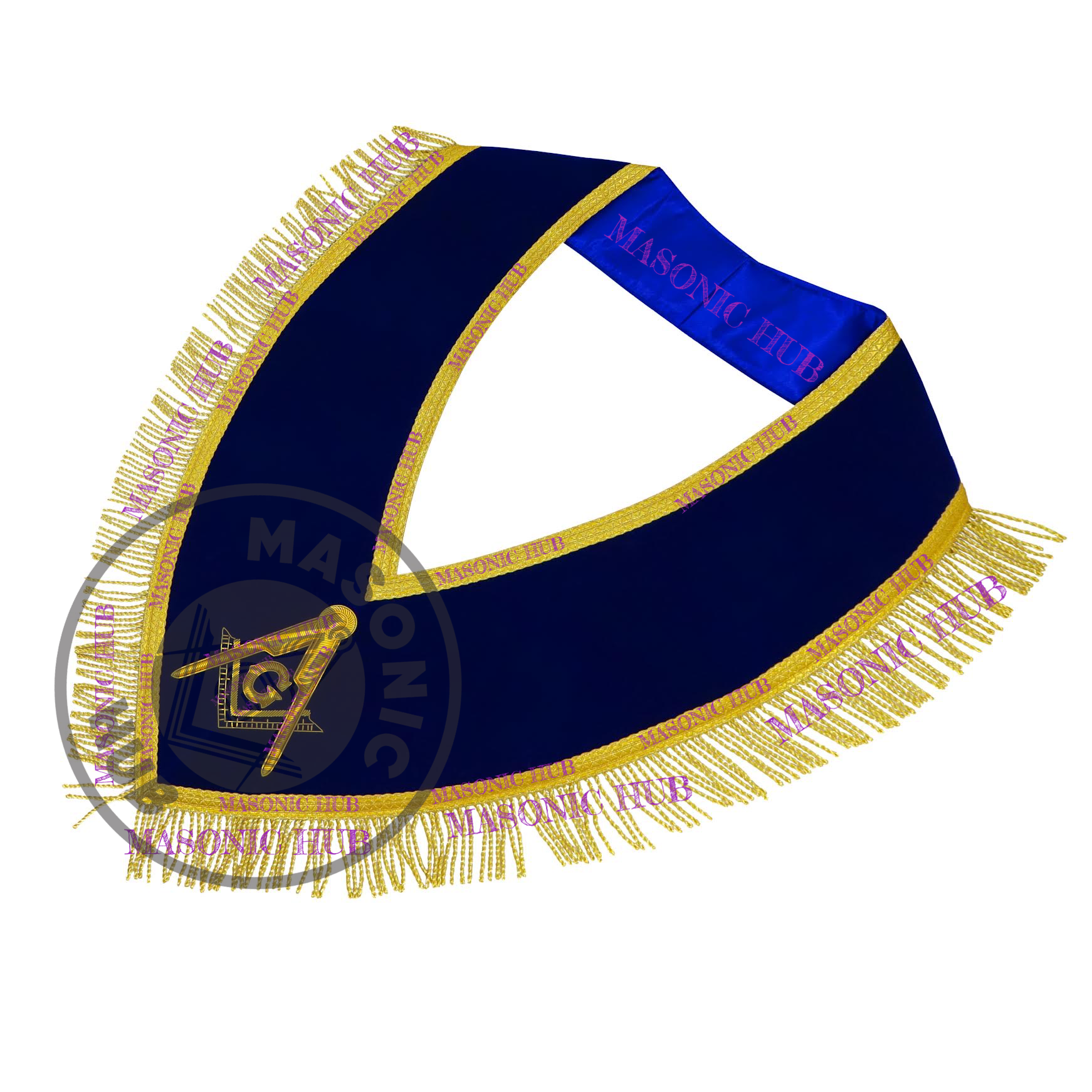 Masonic Master Mason Collar – Blue Velvet Blue Lodge Officer Freemason Regalia Masonic Hub