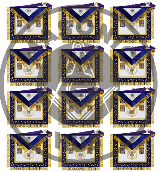 Grand Lodge 12 Officer Aprons Set – Freemason Regalia in Premium Lambskin