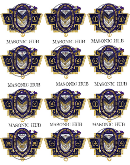 Grand Lodge Officer Aprons Set of 12 – Freemason Lambskin Regalia with Gold Bullion Hand Embroidery, Chain Collars, Jewels & Cuffs
