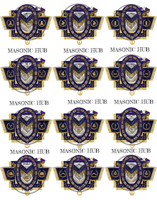Grand Lodge Officer Aprons Set of 12 – Freemason Lambskin Regalia with Gold Bullion Hand Embroidery, Chain Collars, Jewels & Cuffs