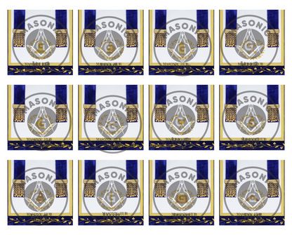 Grand Lodge Officer Aprons Set of 12 – Freemason Lambskin Regalia with Gold Bullion Hand Embroidery, Chain Collars, Jewels & Cuffs