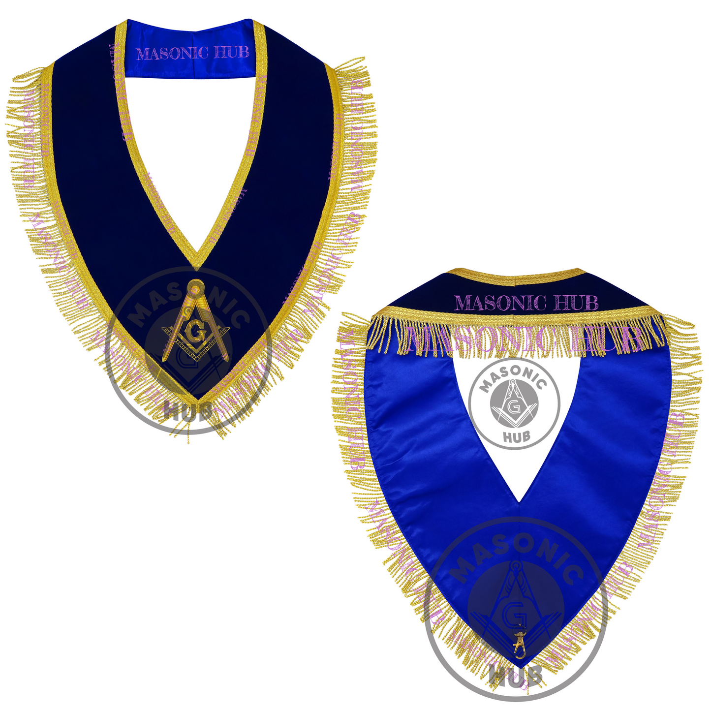 Masonic Master Mason Collar – Blue Velvet Blue Lodge Officer Freemason Regalia