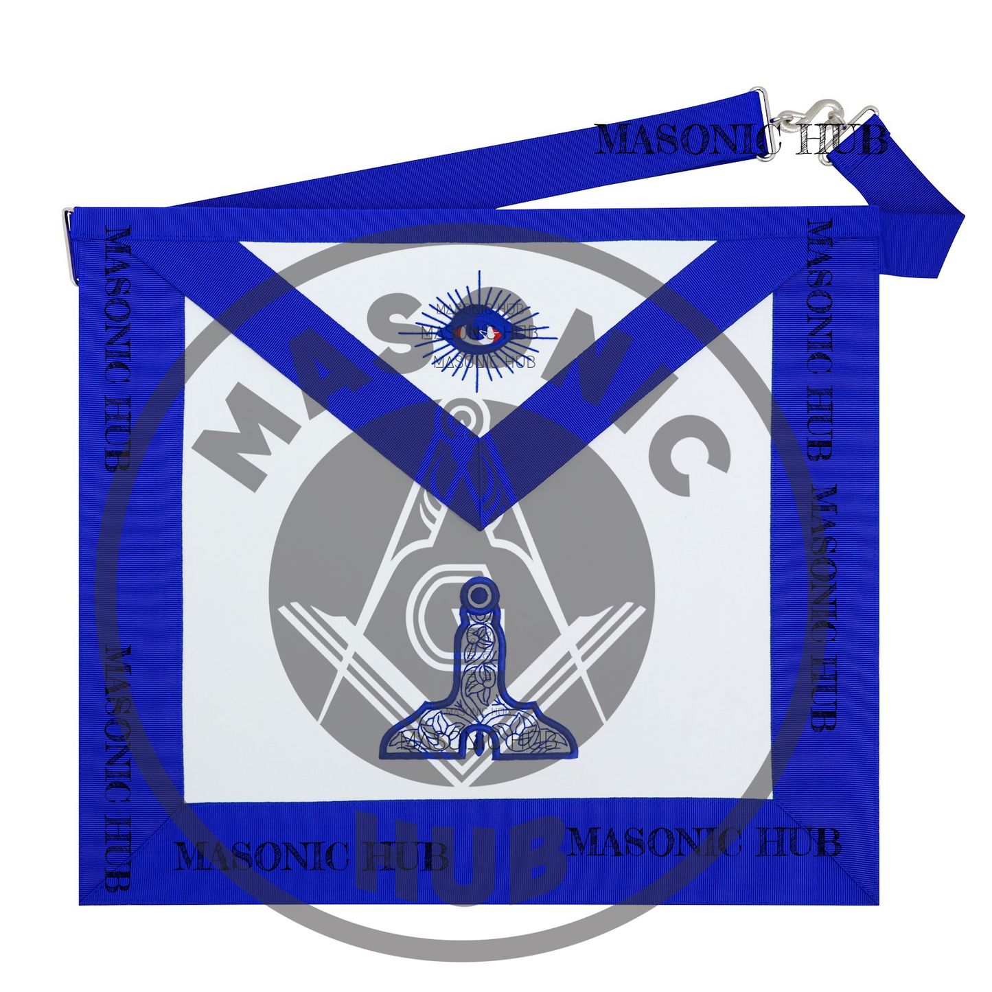 Masonic Blue Lodge Handmade Senior Warden Lambskin Apron with Chain Collar+Jewel