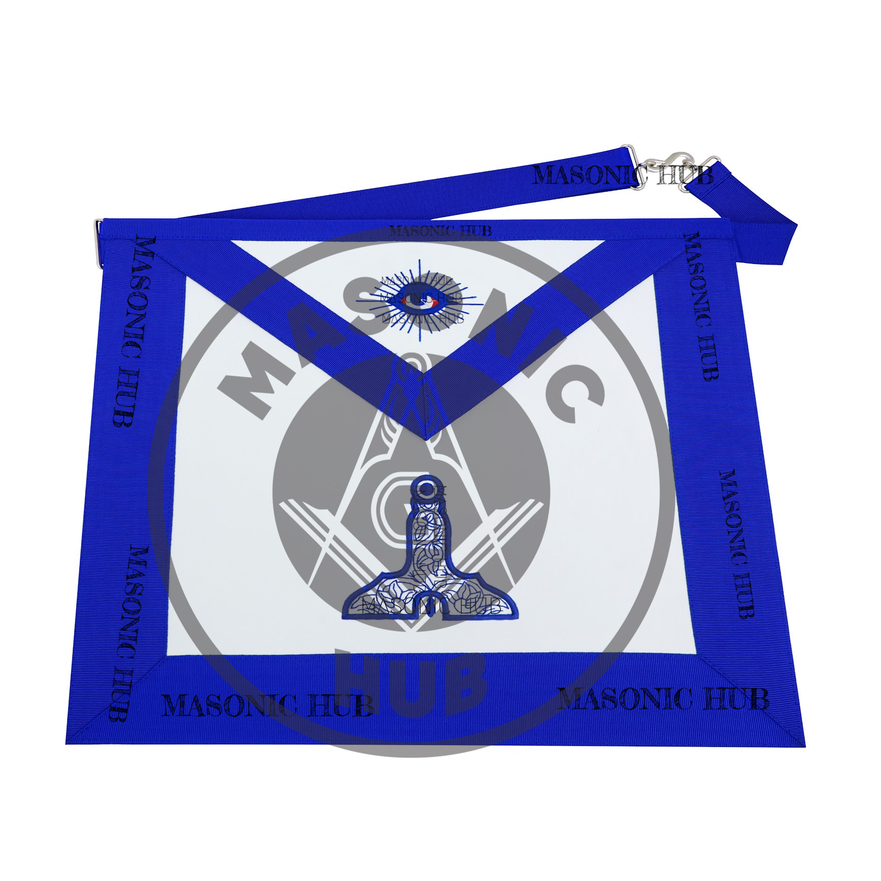 Masonic Blue Lodge Handmade Senior Warden Lambskin Apron with Chain Collar+Jewel Masonic Hub