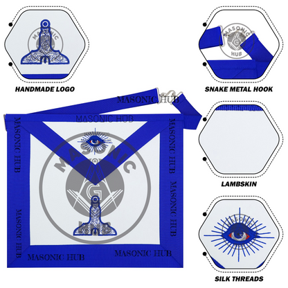 Masonic Blue Lodge Handmade Senior Warden Lambskin Apron with All-Seeing Eye