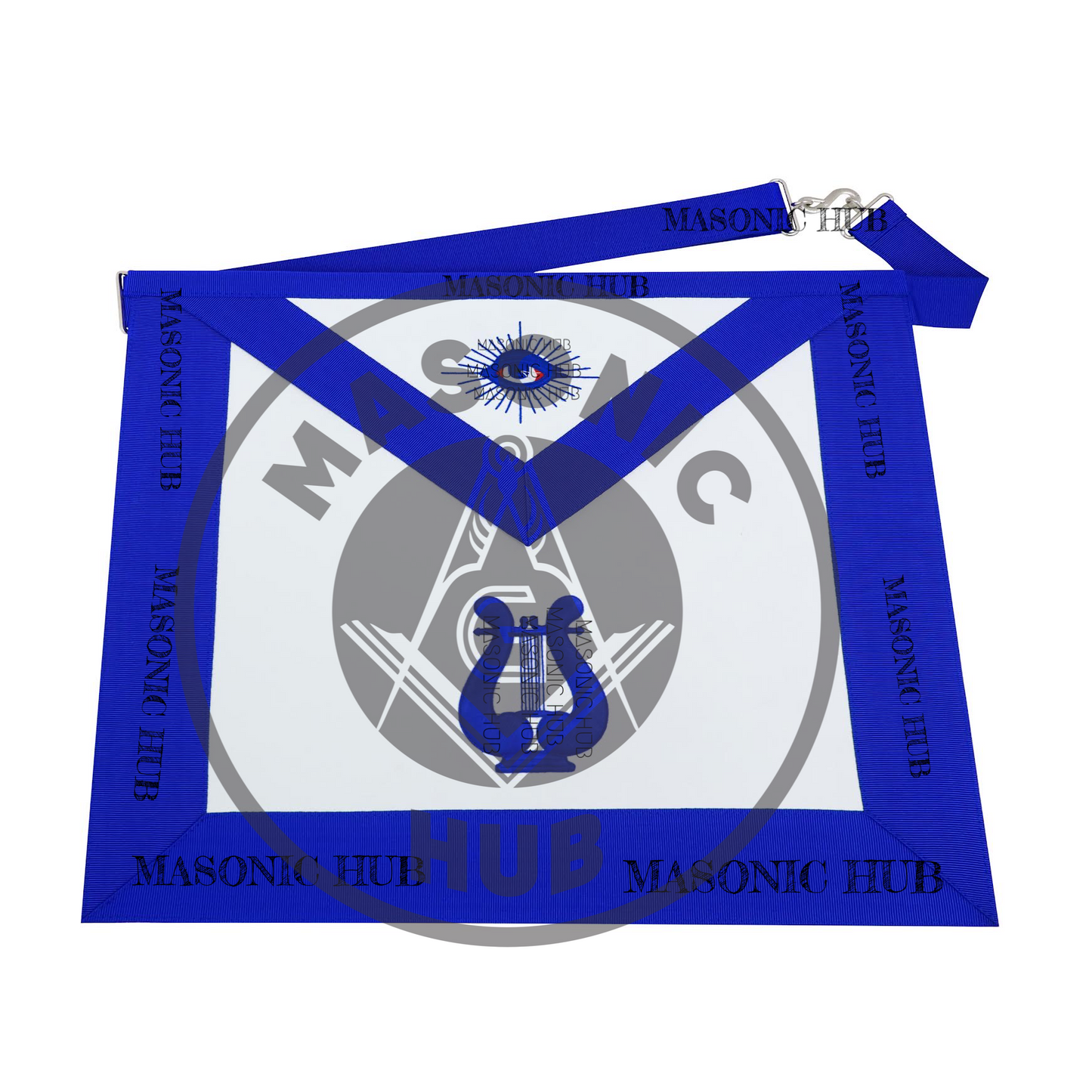 Masonic Blue Lodge Officer Handmade Musician Lambskin Apron with All-Seeing Eye