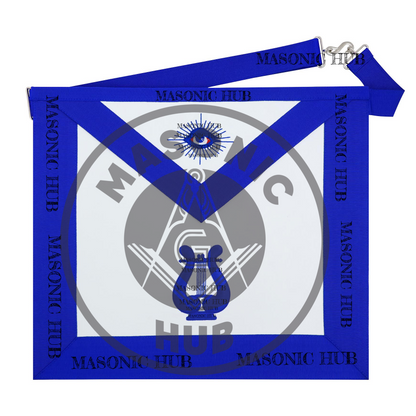 Masonic Blue Lodge Officer Handmade Musician Lambskin Apron with All-Seeing Eye