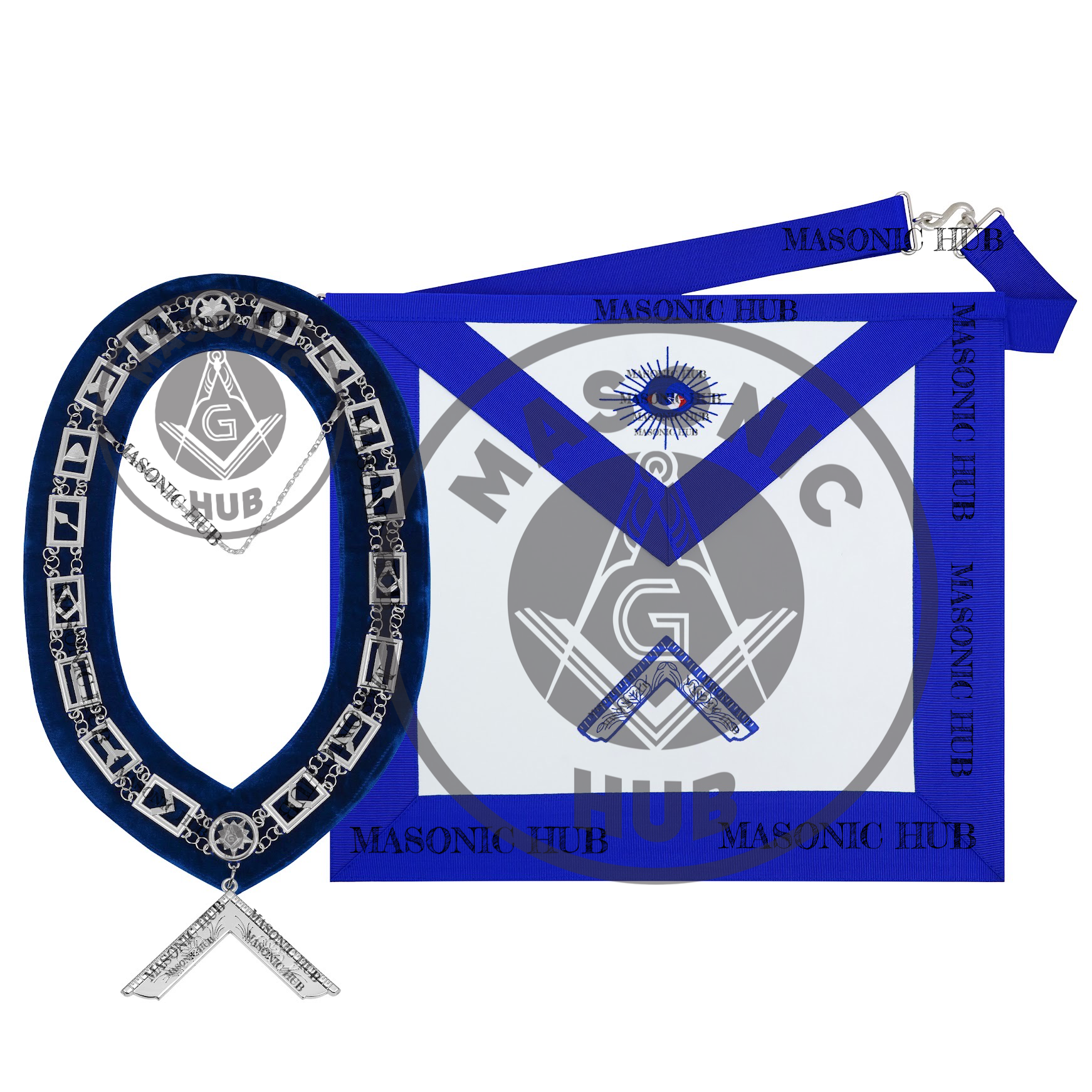 Masonic Blue Lodge Handmade Worshipful Master Lambskin Apron with Collar + Jewel Masonic Hub