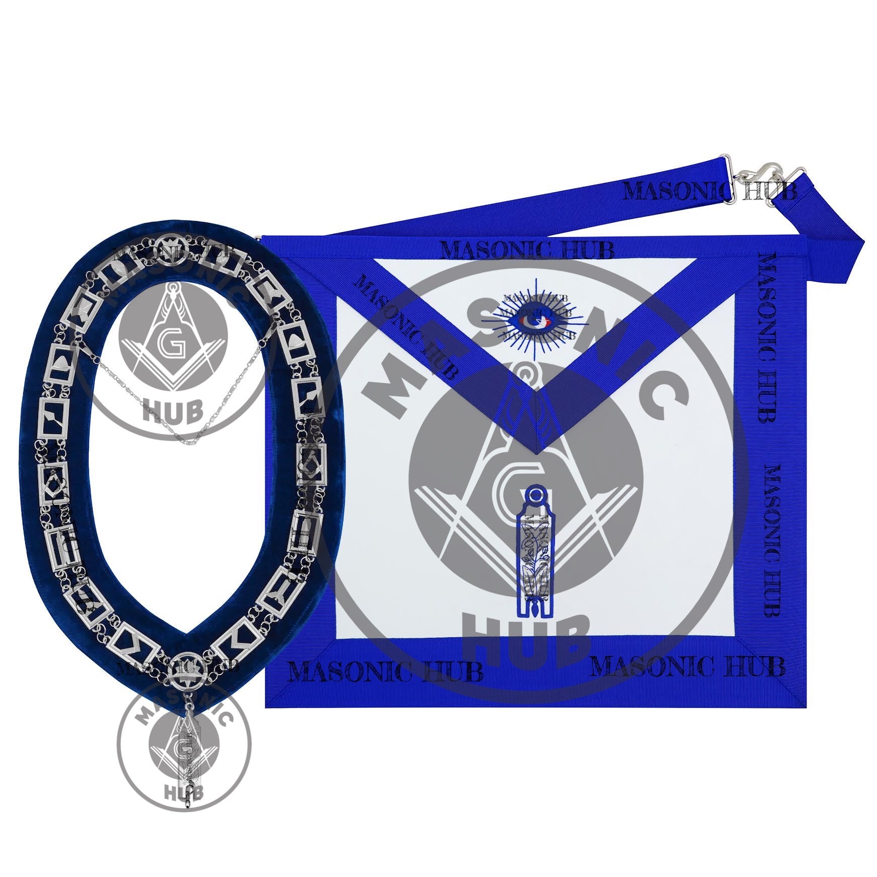 Masonic Blue Lodge Handmade Junior Warden Lambskin Apron with Collar + Jewel