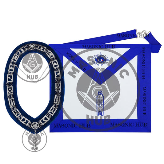 Masonic Blue Lodge Handmade Junior Warden Lambskin Apron with Collar + Jewel