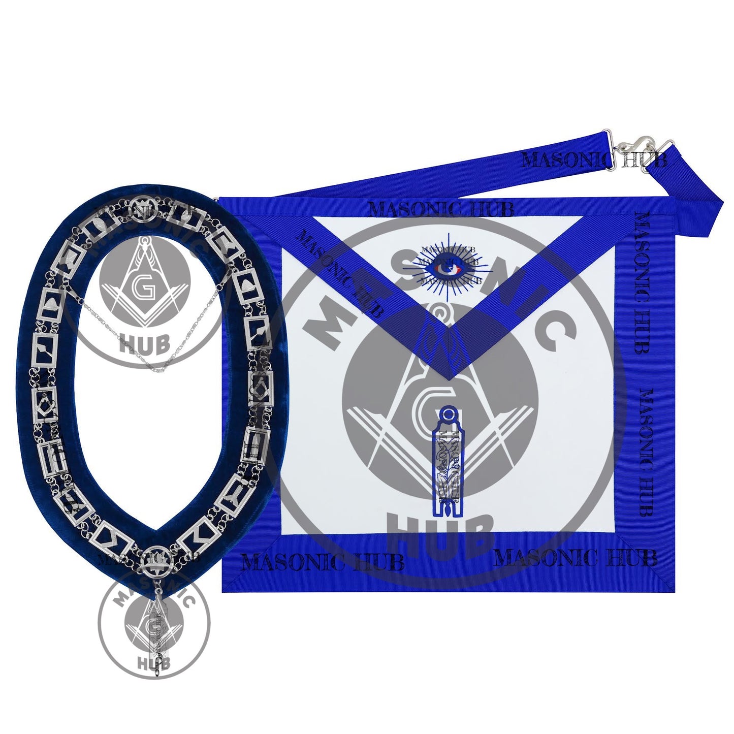 Masonic Blue Lodge Handmade Junior Warden Lambskin Apron with Collar + Jewel