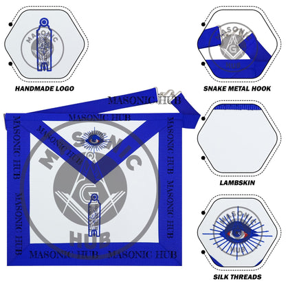Masonic Blue Lodge Handmade Junior Warden Lambskin Apron with All-Seeing Eye
