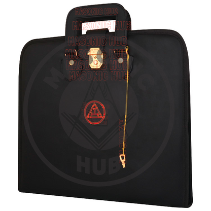 Masonic Royal Arch Hand-Embroidered Apron Case with Handle - RED VELVET