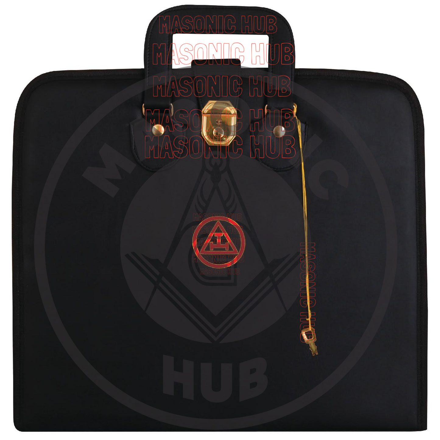 Masonic Royal Arch Hand-Embroidered Apron Case with Handle - RED VELVET