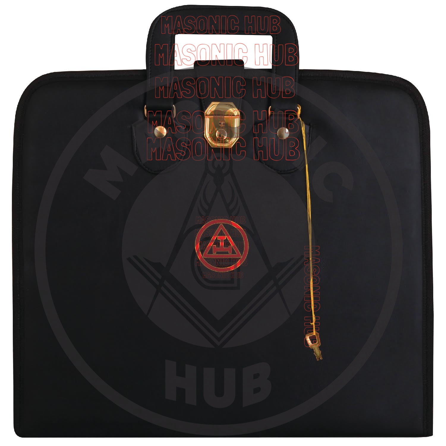 Masonic Royal Arch Hand-Embroidered Apron Case with Handle - RED VELVET