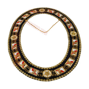 MASONIC KNIGHT TEMPLAR CHAIN COLLAR RHINESTONES + WHITE SHEET - GOLD DELUXE Masonic Hub