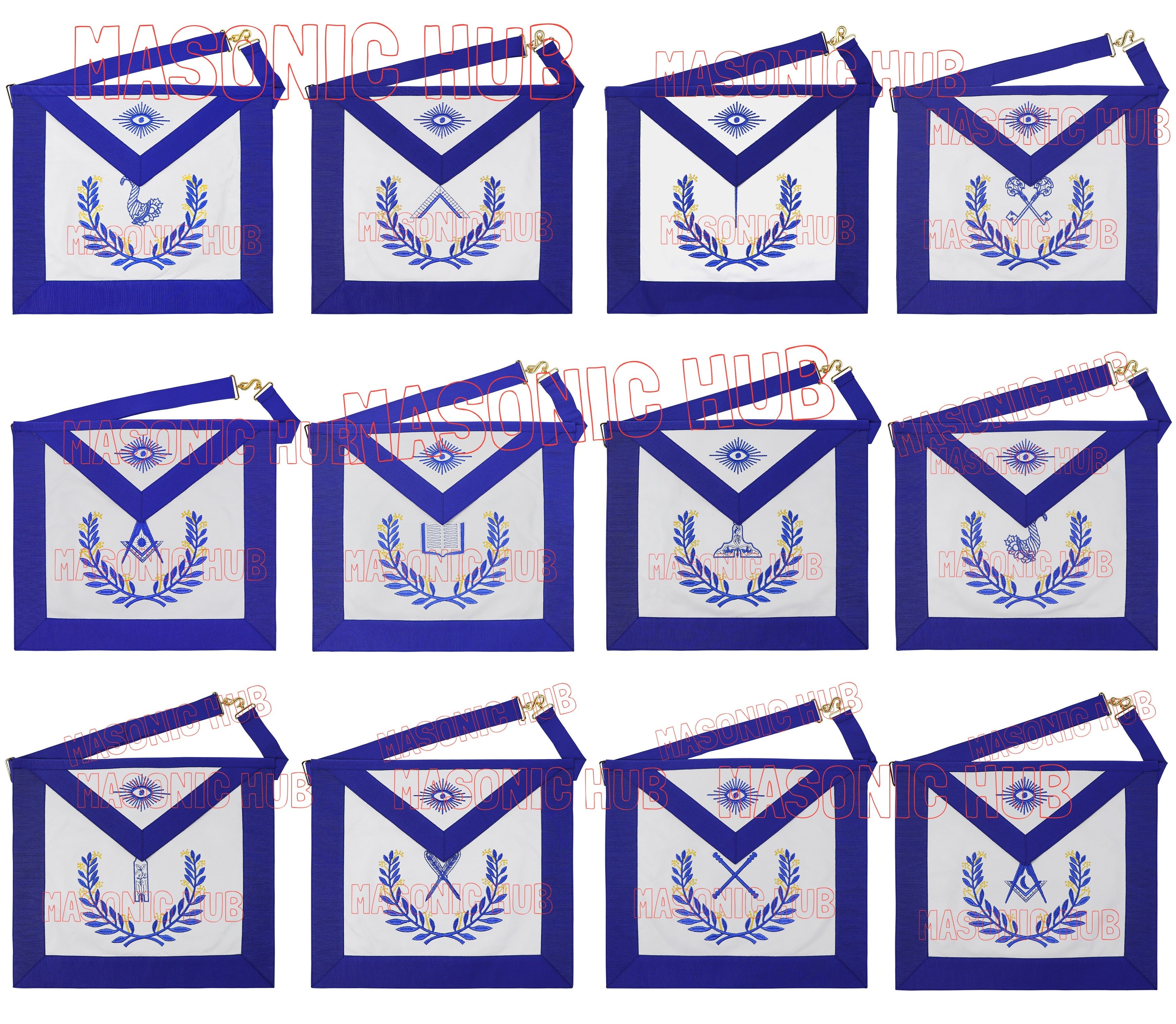 Blue Lodge Officer Apron Collection – Set of 12 for the Elite