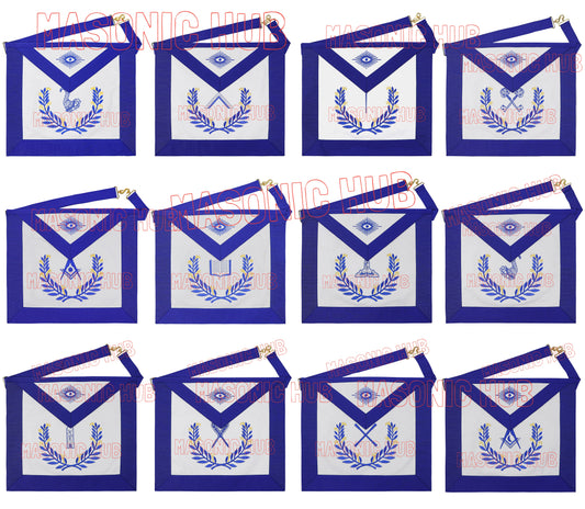 Blue Lodge Officer Apron Collection – Set of 12 for the Elite