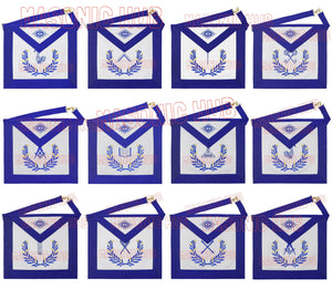 Masonic Regalia Blue Lodge Officer Aprons &amp; Chain Collars with Jewels – Set of 12 Masonic Hub